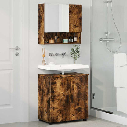 Bathroom Furniture Set 2 pcs Smoked Oak 61 x 35 x 64 cm
