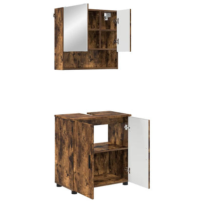 Bathroom Furniture Set 2 pcs Smoked Oak 61 x 35 x 64 cm
