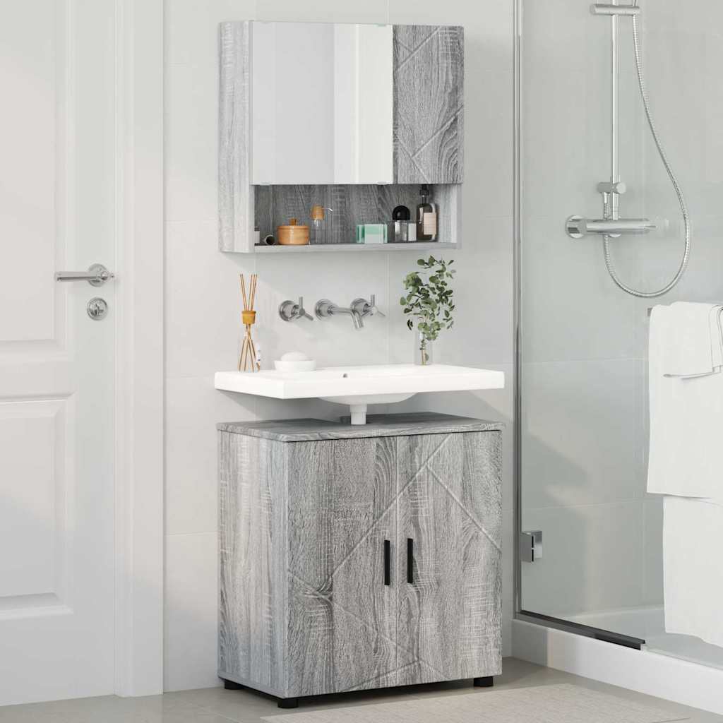 Bathroom Furniture Set 2 pcs Grey Sonoma 61 x 35 x 64 cm
