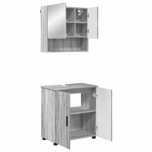 Bathroom Furniture Set 2 pcs Grey Sonoma 61 x 35 x 64 cm