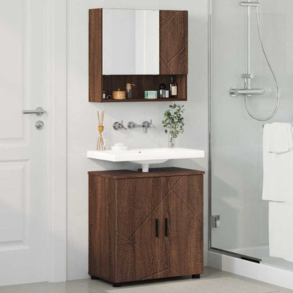Bathroom Furniture Set 2 pcs Brown Oak Engineered wood & Metal