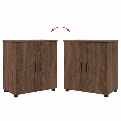 Bathroom Furniture Set 2 pcs Brown Oak Engineered wood & Metal