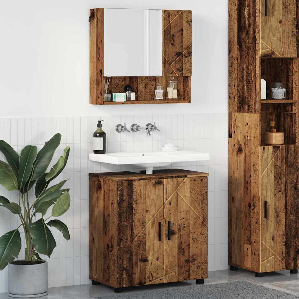 Bathroom Furniture Set 2 pcs Old Wood 61 x 35 x 64 cm