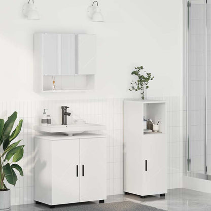 Bathroom Furniture Set 3 pcs White Engineered wood & Metal