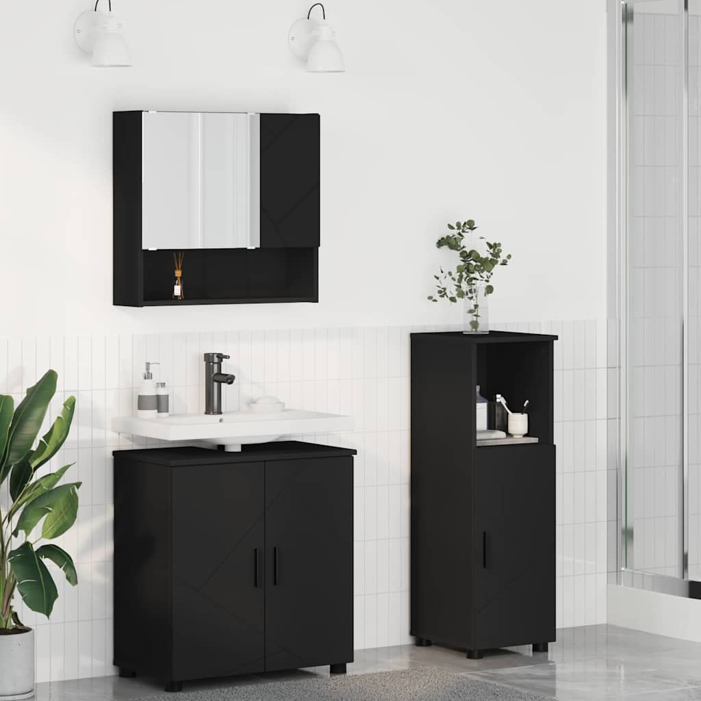 Bathroom Furniture Set 3 pcs Black 61 x 35 x 64 cm