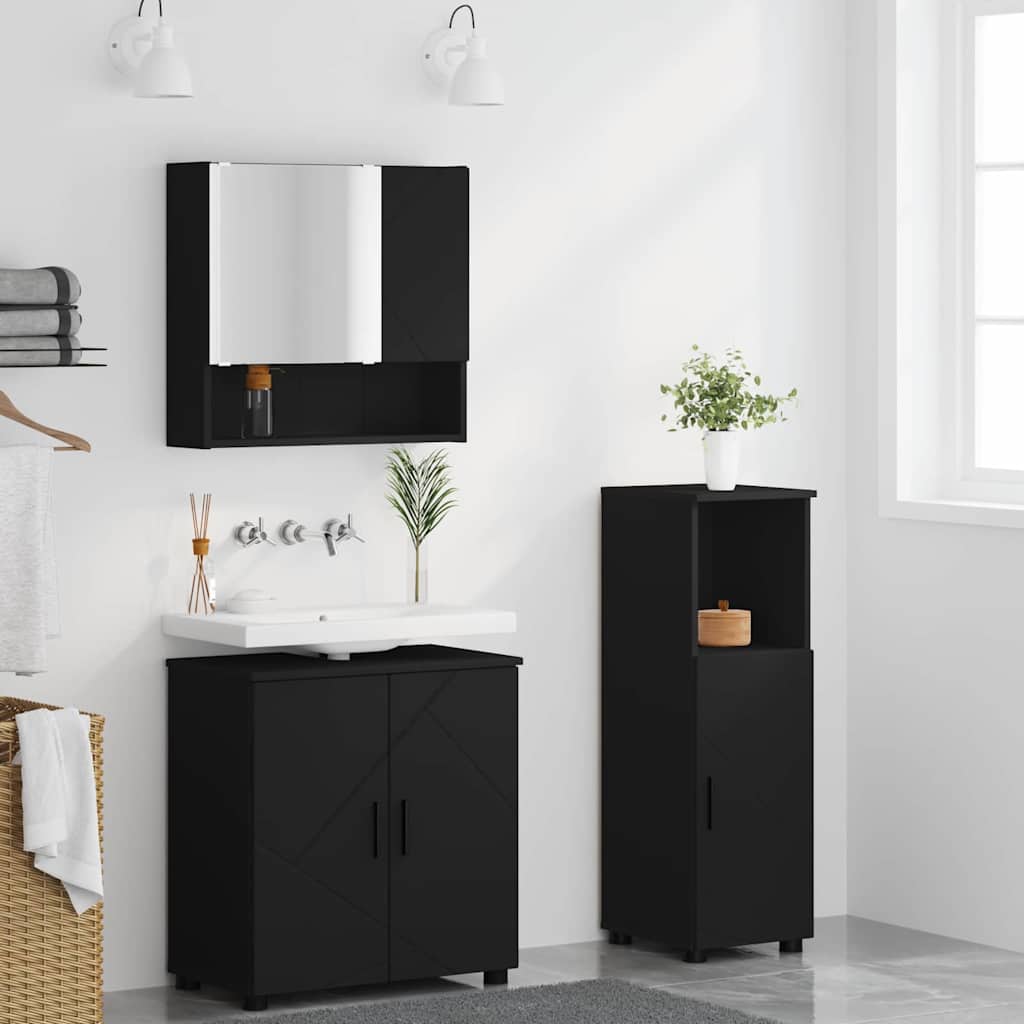 Bathroom Furniture Set 3 pcs Black 61 x 35 x 64 cm