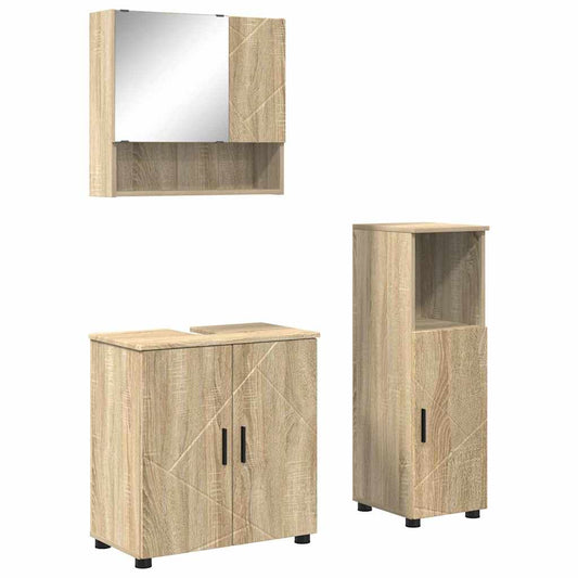 Bathroom Furniture Set 3 pcs Sonoma Oak 61 x 35 x 64 cm
