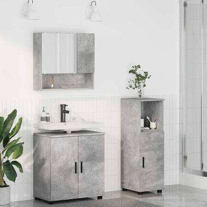 Bathroom Furniture Set 3 pcs Concrete grey Engineered wood