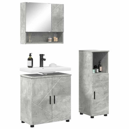 Bathroom Furniture Set 3 pcs Concrete grey Engineered wood