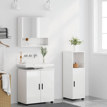 Bathroom Furniture Set Wall-mounted 3 pcs High Gloss White