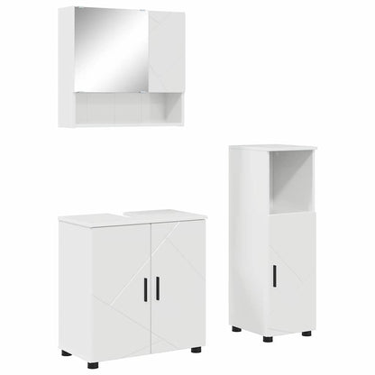 Bathroom Furniture Set Wall-mounted 3 pcs High Gloss White