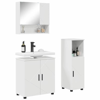Bathroom Furniture Set Wall-mounted 3 pcs High Gloss White