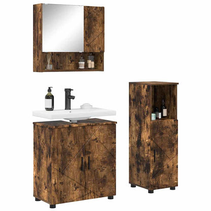 Bathroom Furniture Set 3 pcs Smoked Oak 61 x 35 x 64 cm