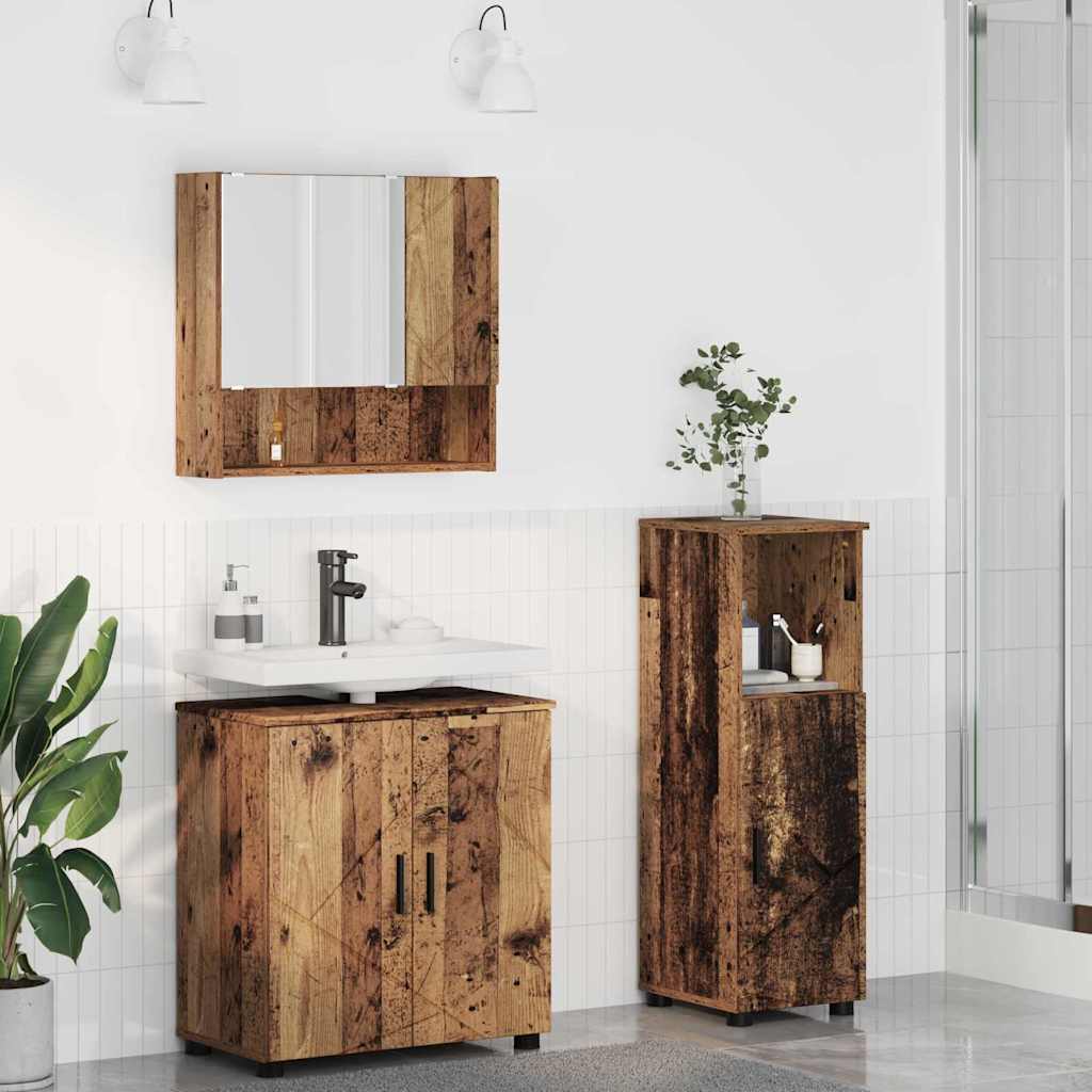 Bathroom Furniture Set 3 pcs Old Wood 61 x 35 x 64 cm