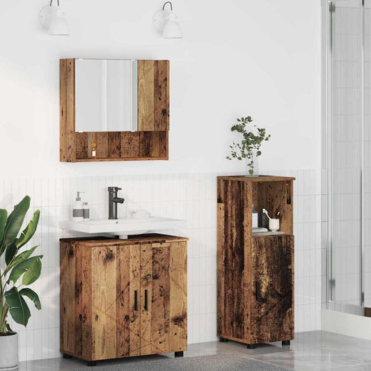 Bathroom Furniture Set 3 pcs Old Wood 61 x 35 x 64 cm