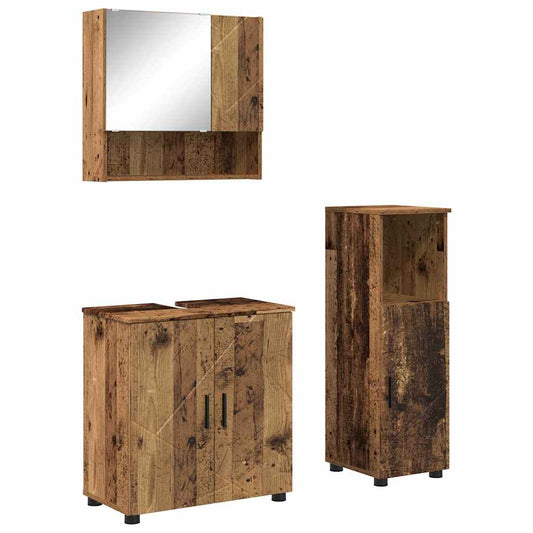 Bathroom Furniture Set 3 pcs Old Wood 61 x 35 x 64 cm
