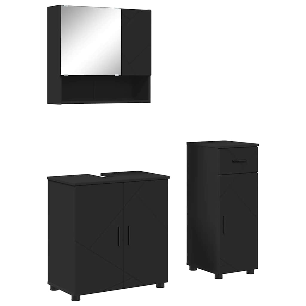 Bathroom Furniture Set 3 pcs Black 61 x 35 x 64 cm