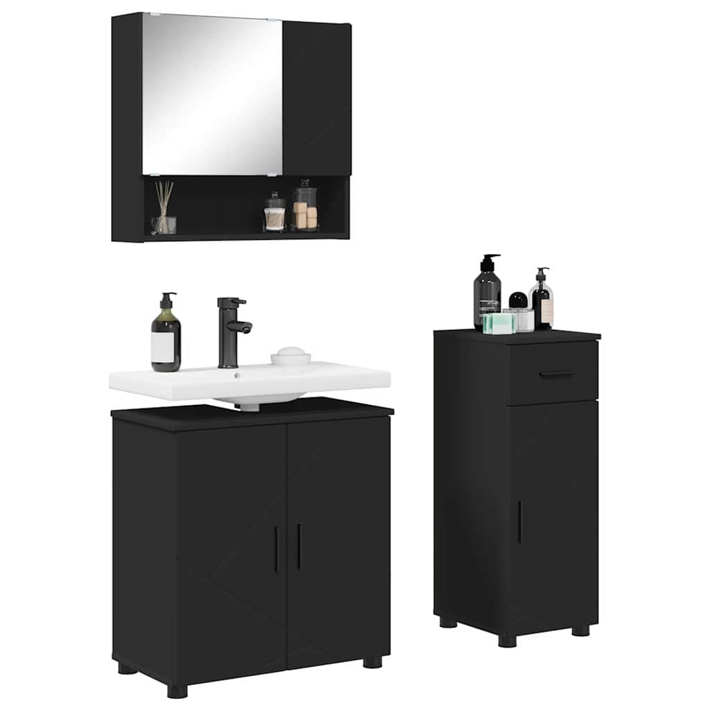 Bathroom Furniture Set 3 pcs Black 61 x 35 x 64 cm