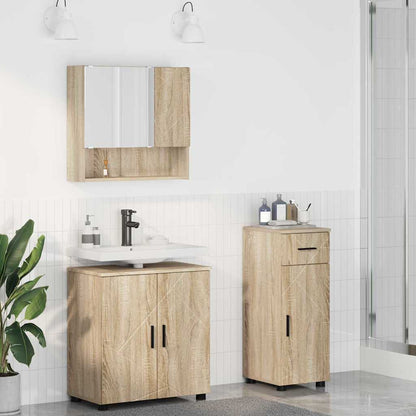Bathroom Furniture Set 3 pcs Sonoma Oak Engineered wood & Metal
