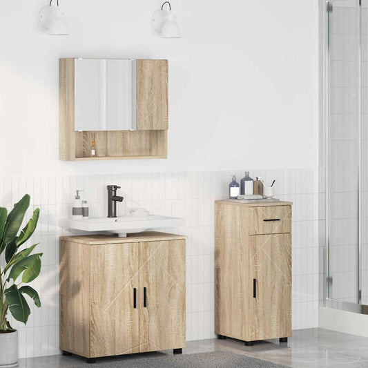Bathroom Furniture Set 3 pcs Sonoma Oak 61 x 35 x 64 cm