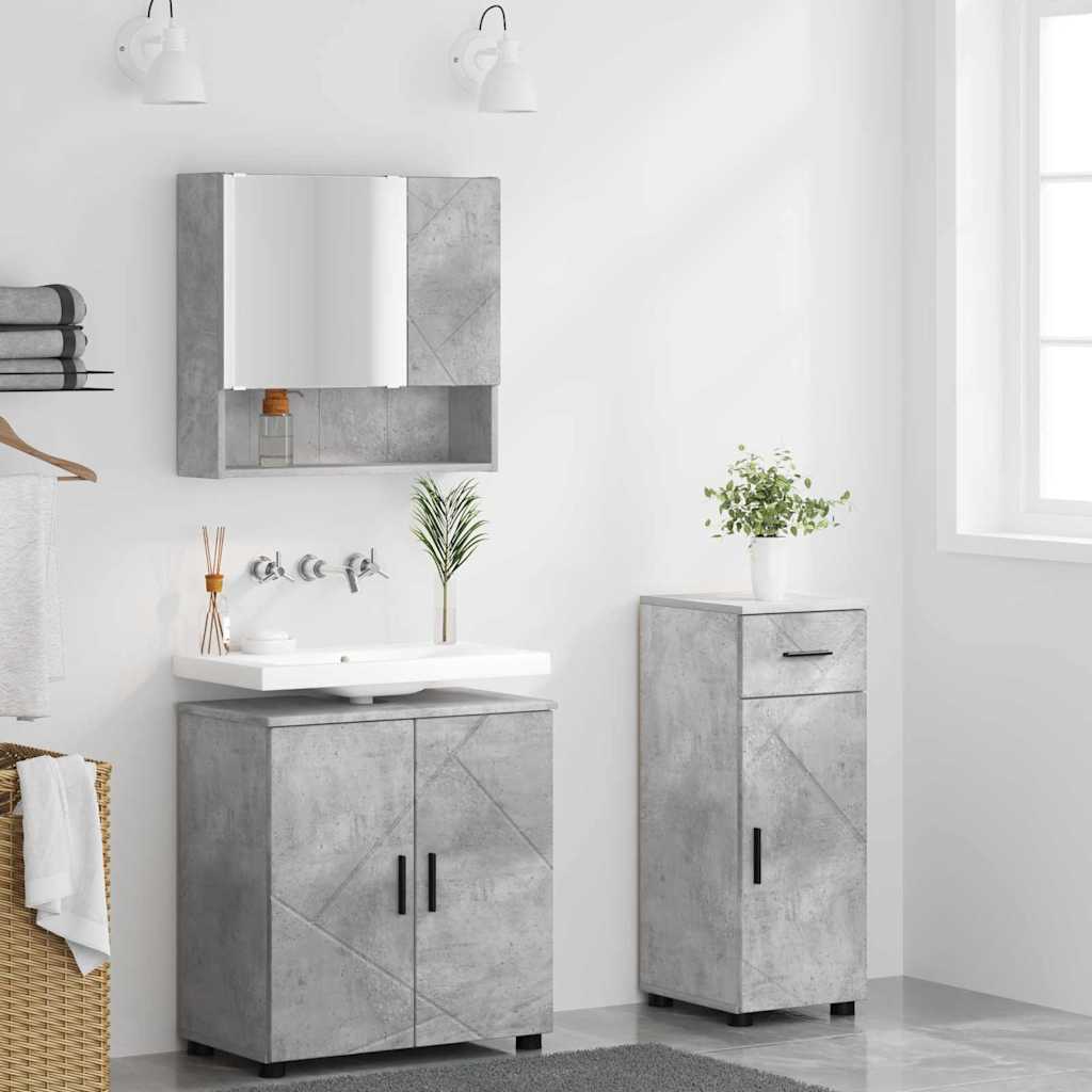 Bathroom Furniture Set with Drawer 3 pcs Concrete Grey