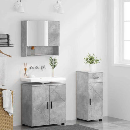Bathroom Furniture Set with Drawer 3 pcs Concrete Grey