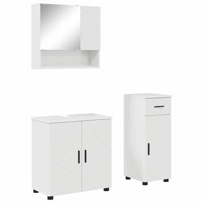 Bathroom Furniture Set with Drawer 3 pcs High Gloss White