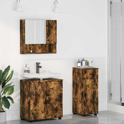 Bathroom Furniture Set 3 pcs Smoked Oak 61 x 35 x 64 cm