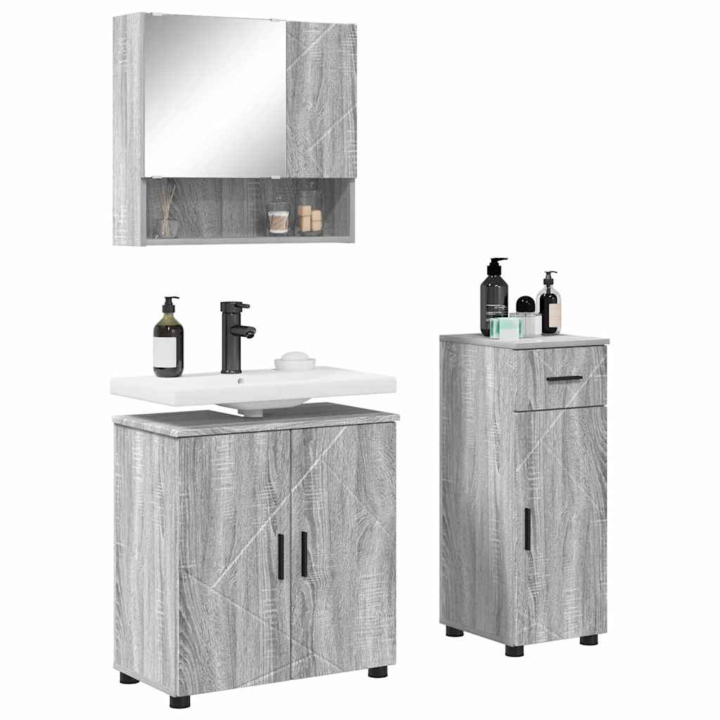 Bathroom Furniture Set 3 pcs Grey Sonoma 61 x 35 x 64 cm