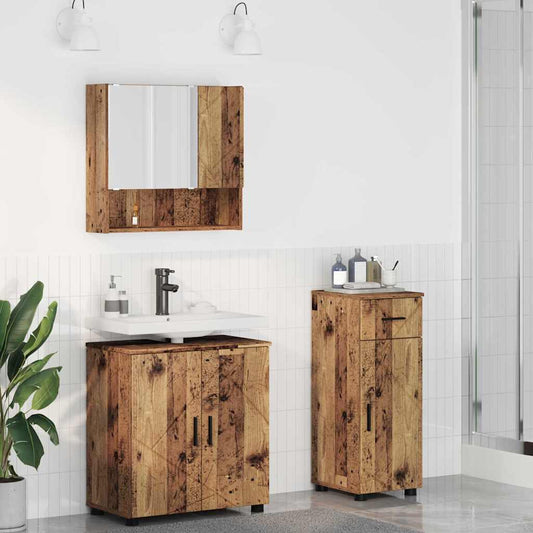 Bathroom Furniture Set 3 pcs Old Wood 61 x 35 x 64 cm