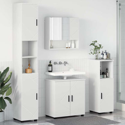Bathroom Furniture Set 4 pcs White Engineered wood & Metal