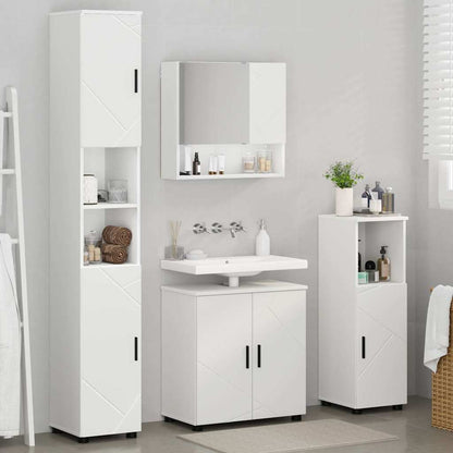 Bathroom Furniture Set 4 pcs White Engineered wood & Metal