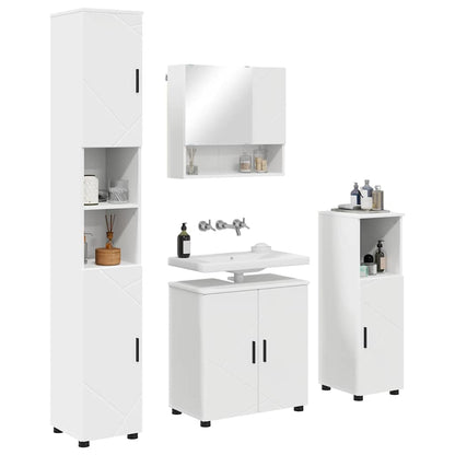 Bathroom Furniture Set 4 pcs White Engineered wood & Metal