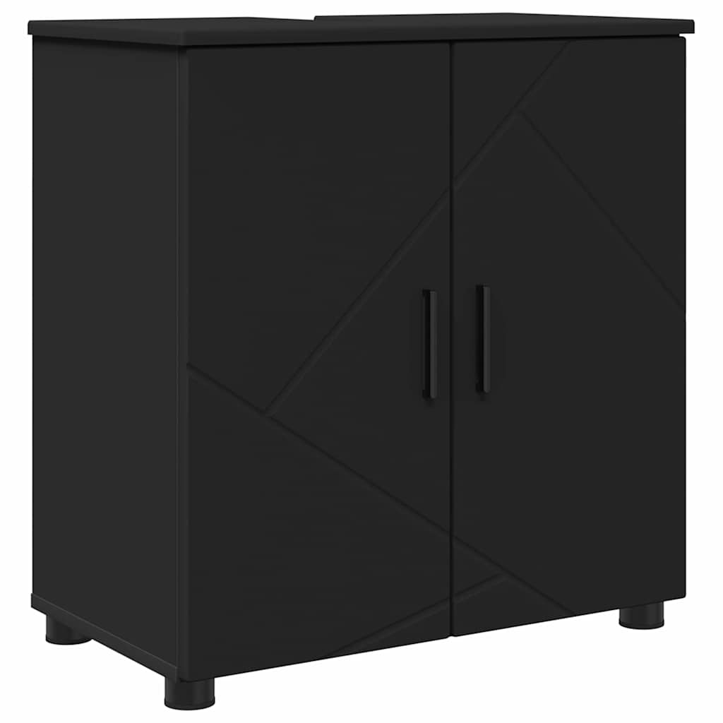 Bathroom Furniture Set 4 pcs Black Engineered wood & Metal