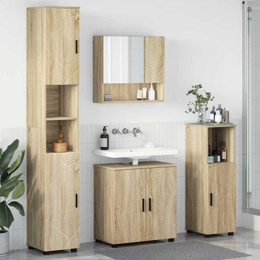 Bathroom Furniture Set 4 pcs Sonoma Oak 61 x 35 x 64 cm