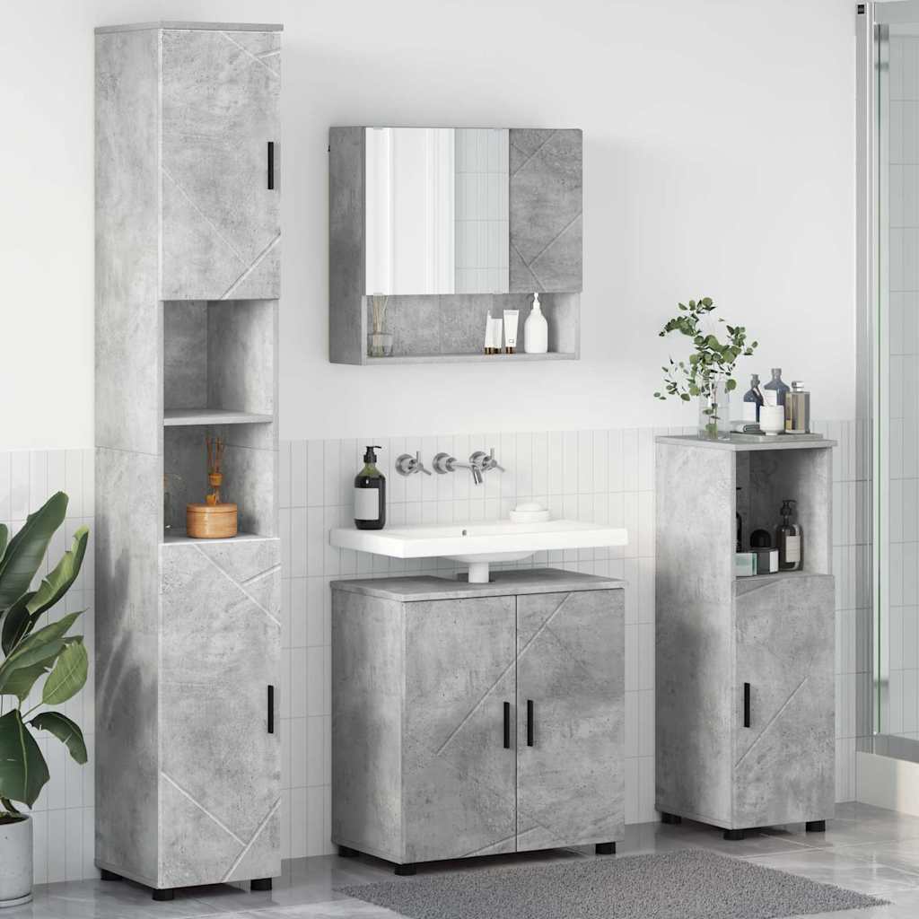 Bathroom Furniture Set Wall-mounted 4 pcs Concrete Grey