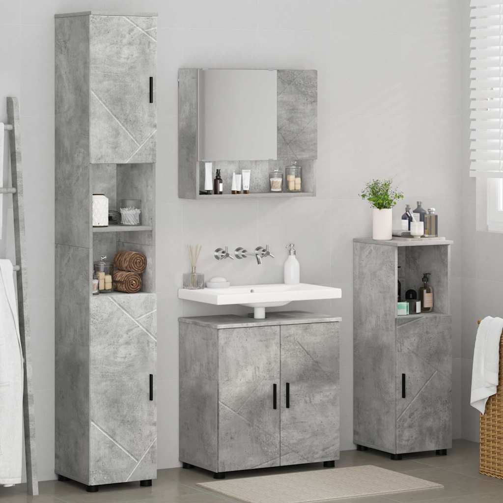 Bathroom Furniture Set Wall-mounted 4 pcs Concrete Grey