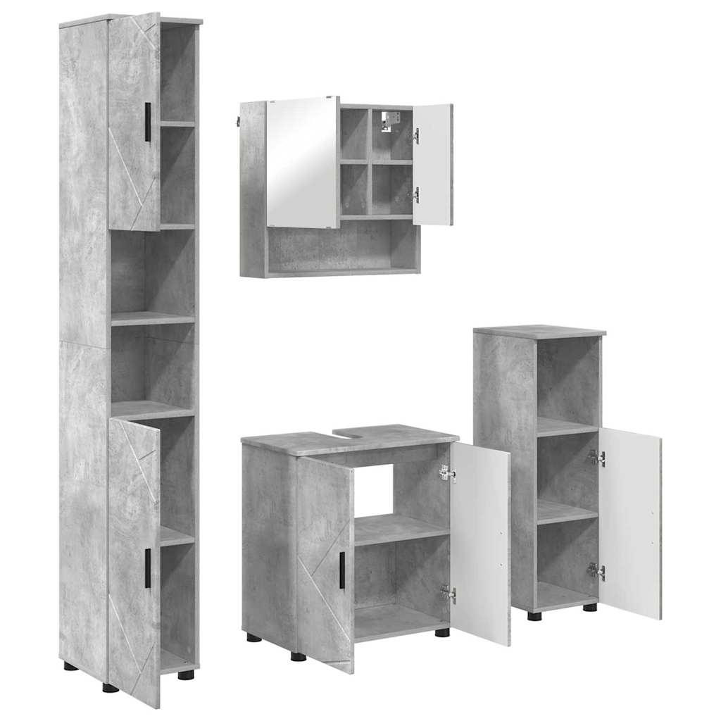 Bathroom Furniture Set Wall-mounted 4 pcs Concrete Grey