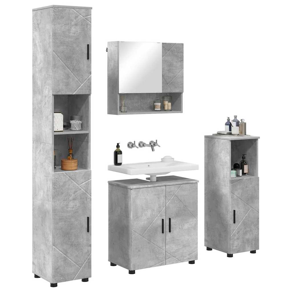 Bathroom Furniture Set Wall-mounted 4 pcs Concrete Grey