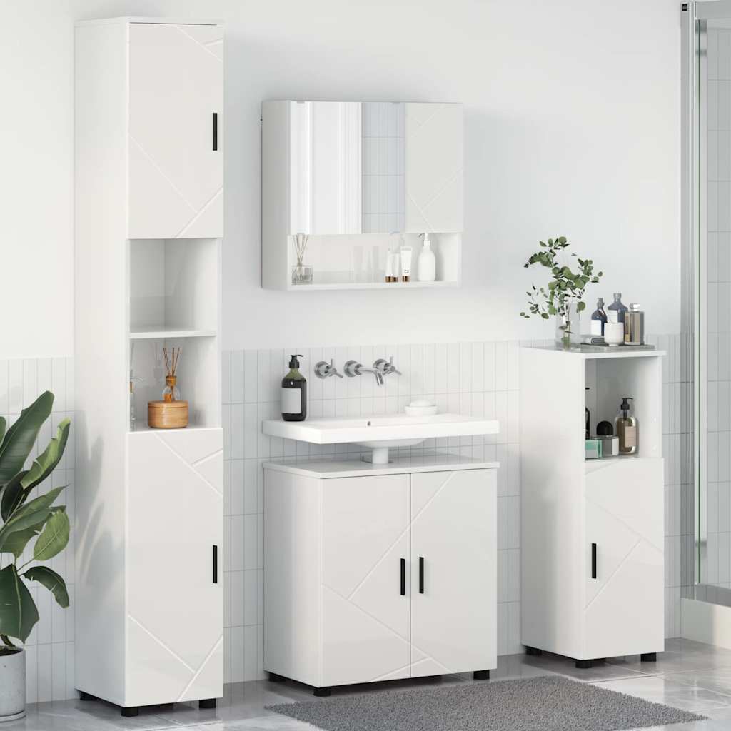 Bathroom Furniture Set Wall-mounted 4 pcs High Gloss White