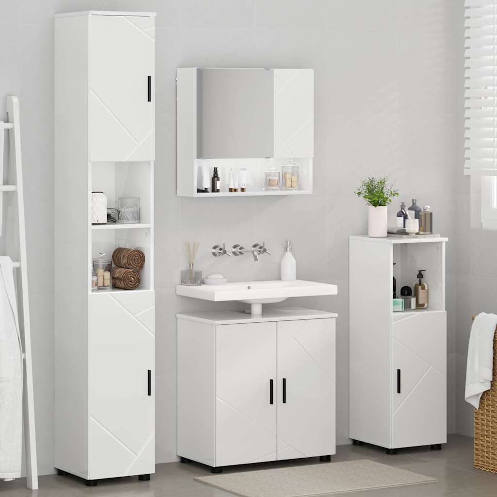 Bathroom Furniture Set Wall-mounted 4 pcs High Gloss White