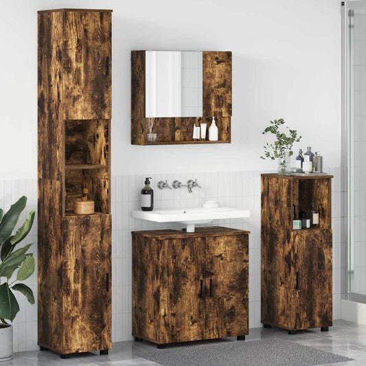 Bathroom Furniture Set 4 pcs Smoked Oak 61 x 35 x 64 cm