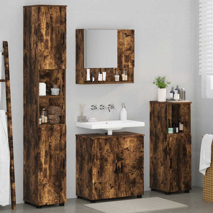 Bathroom Furniture Set 4 pcs Smoked Oak 61 x 35 x 64 cm