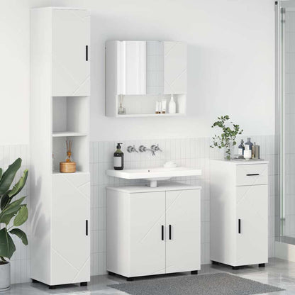 Bathroom Furniture Set 4 pcs White Engineered wood & Metal