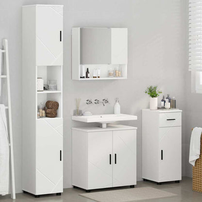 Bathroom Furniture Set 4 pcs White Engineered wood & Metal
