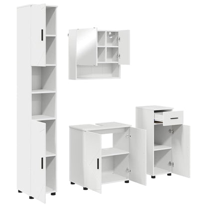 Bathroom Furniture Set 4 pcs White Engineered wood & Metal