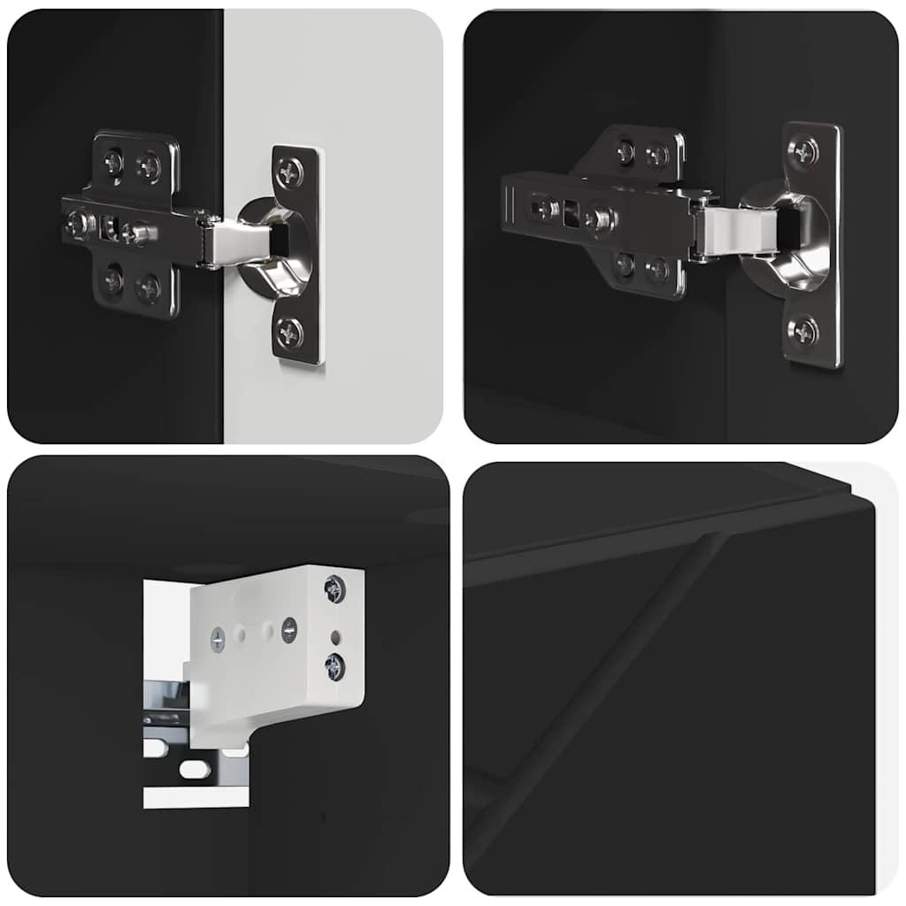 Bathroom Furniture Set 4 pcs Black Engineered wood & Metal