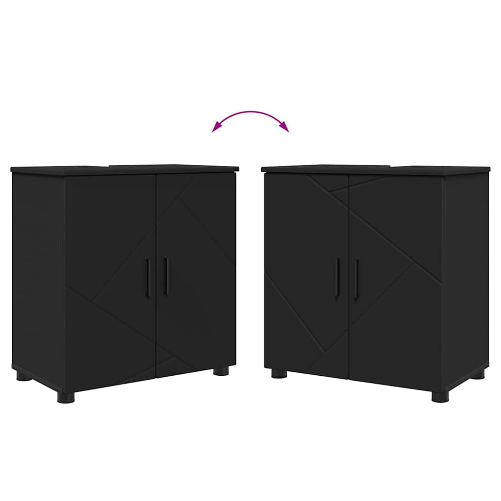 Bathroom Furniture Set 4 pcs Black Engineered wood & Metal