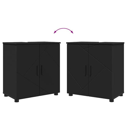 Bathroom Furniture Set 4 pcs Black Engineered wood & Metal