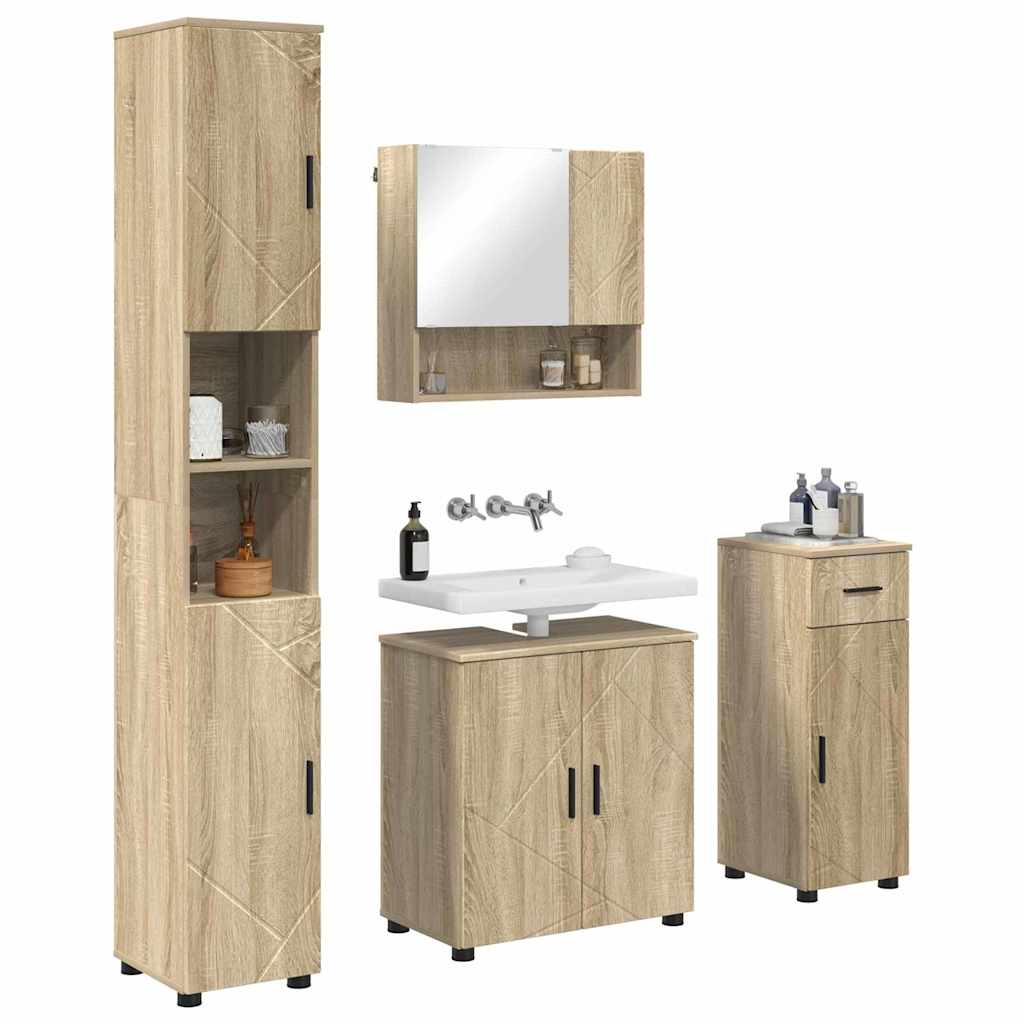 Bathroom Furniture Set 4 pcs Sonoma Oak Engineered wood & Metal